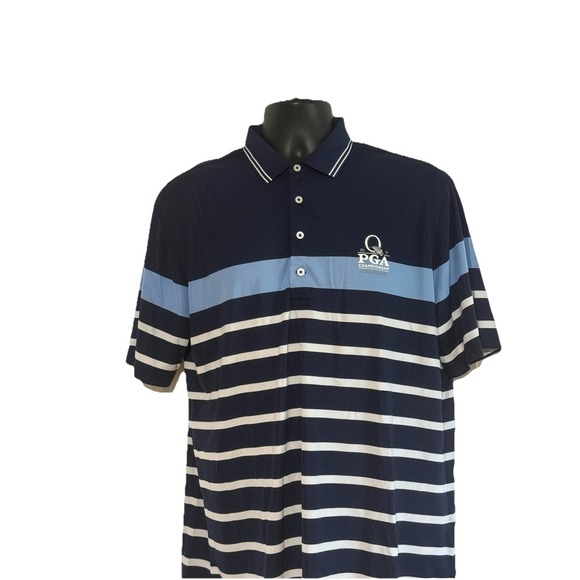 Ralph Lauren Other - Polo Ralph Lauren Golf Polo Sz L Blue White Striped PGA Quail Hollow Logo
